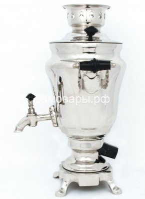 Электрический самовар из латуни никелированный на 1,5 литра форма "Тюльпан" с защитой от выкипания в Глазове - glazov.mebel-74.com | фото