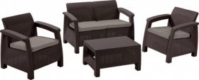 Комплект мебели Корфу сет (Corfu set) коричневый - серо-бежевый * в Глазове - glazov.mebel-74.com | фото