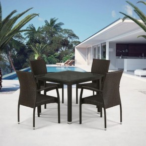 Комплект плетеной мебели T257A/YC379A-W53 Brown (4+1) + подушки на стульях в Глазове - glazov.mebel-74.com | фото