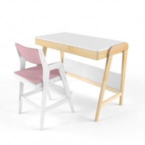 Комплект растущий стол и стул с чехлом 38 попугаев «Вуди» (Белый, Белый, Розовый) в Глазове - glazov.mebel-74.com | фото