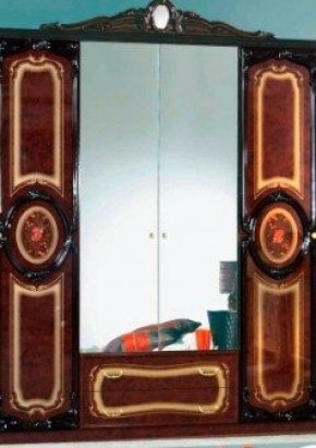 Шкаф 4-х дверный с зеркалами (01.144) Роза (могано) в Глазове - glazov.mebel-74.com | фото