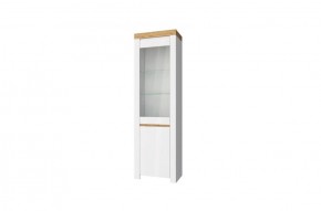 Шкаф с витриной  1V1D, TAURUS, цвет белый/дуб вотан в Глазове - glazov.mebel-74.com | фото